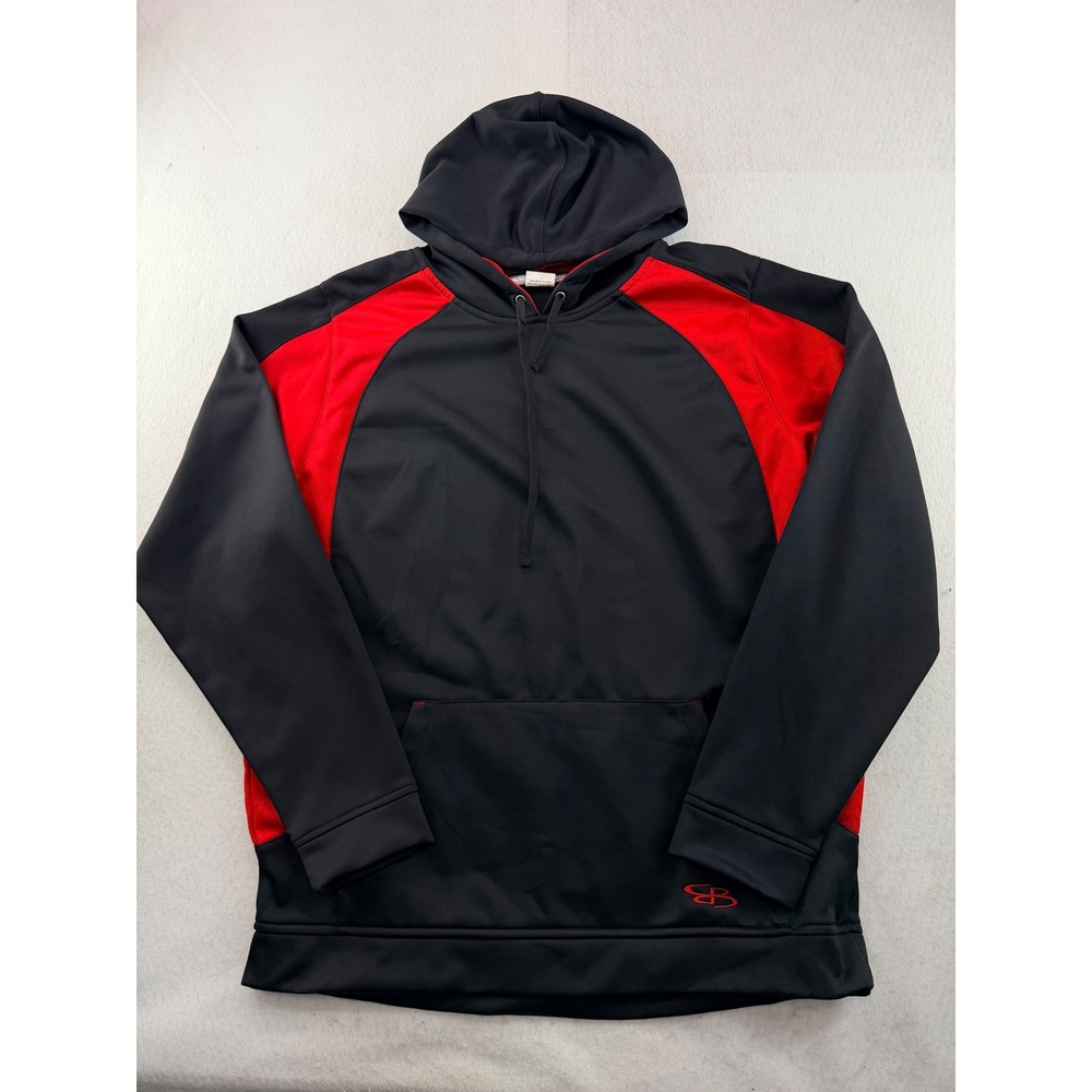 Boombah Mens Black Red Colorblock Performance Hoodie Sweatshirt BM-868 Large